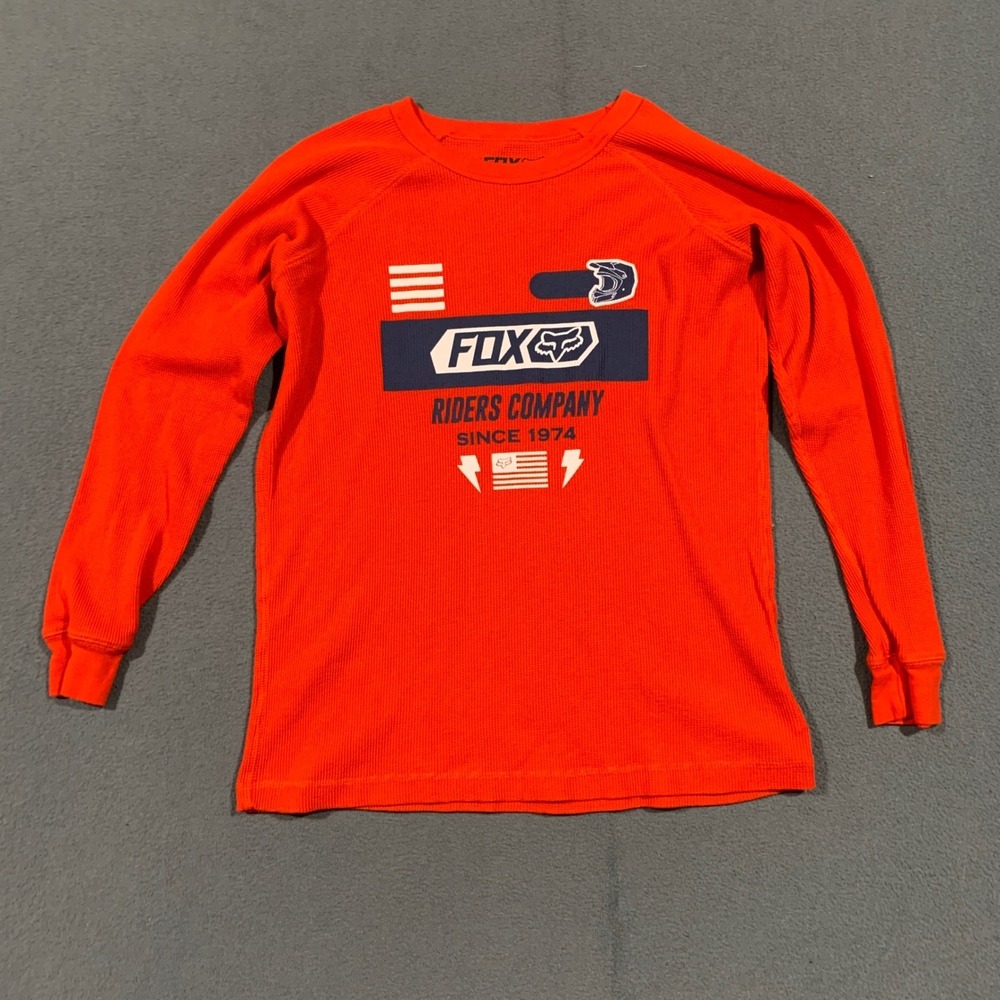 Boys Youth Size L 14 16 Fox Racing Long Sleeve Thermal Shirt Orange Boys Girls